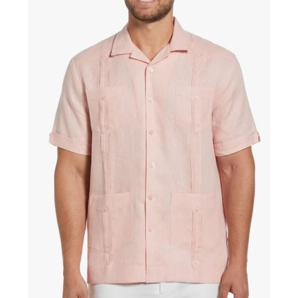 Cubavera 100% Linen Short Sleeve Button-Down Guayabera Shirt Men Size XL NWT
